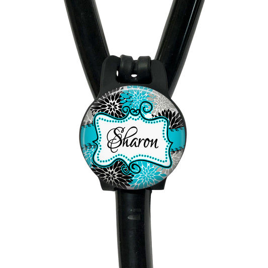 Personalized Stethoscope Tag - Custom Floral Stethoscope ID Holder - 007