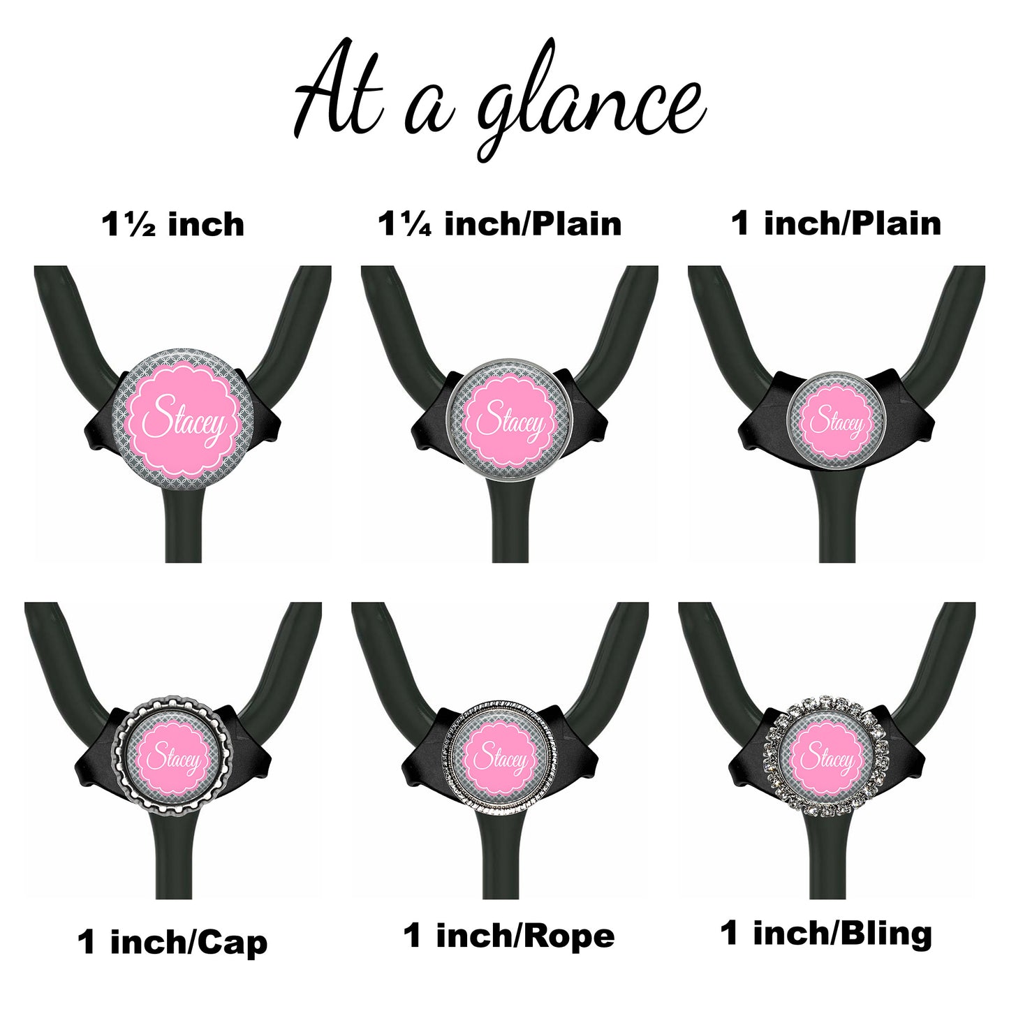 Flower Medallion Yoke Stethoscope Id Name Tag Personalized - 12 Colors