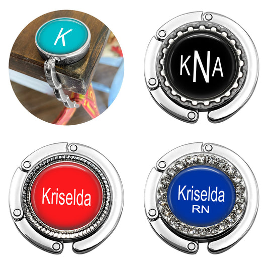 Personalized Purse Hanger – Folding Bag Hook with Non Slip Table Edge Design