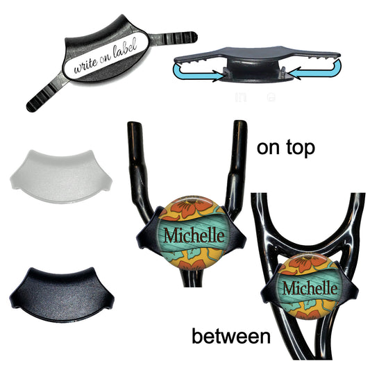 Personalized Stethoscope Name Tag | Custom Retro Floral Yoke Stethoscope ID Tag Teal - 020