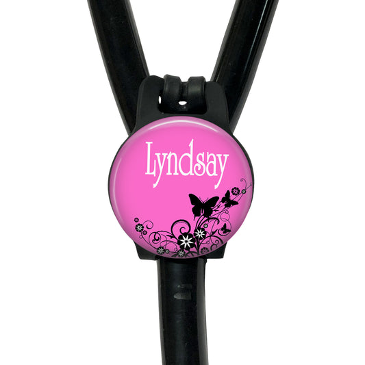 Personalized Stethoscope Holder – Colorful Butterfly ID Tag with Air Location Tracker - 024