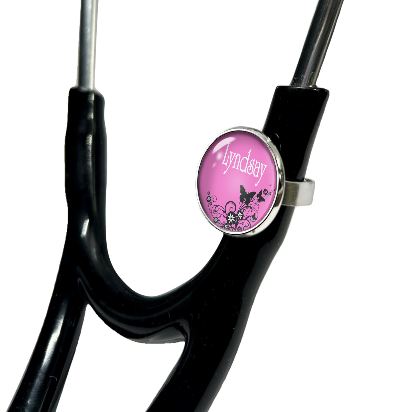 Colorful Butterfly Stethoscope Id Name Tag Charm Personalized