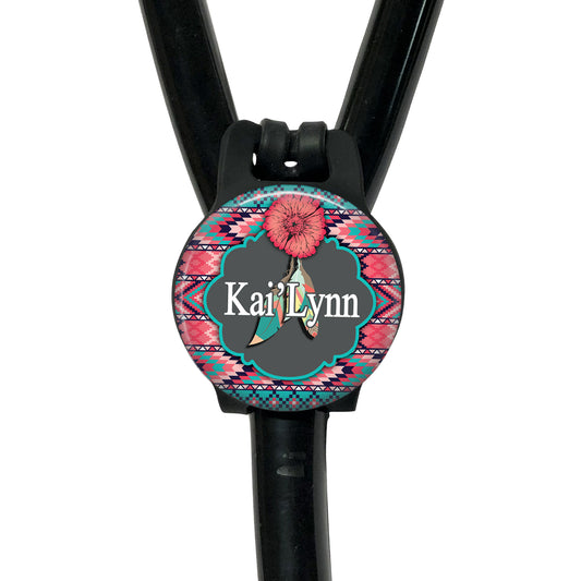 Stethoscope Id Tag - Southwest Pattern Custom Silicone Band - Personalized Medical Jewelry 042