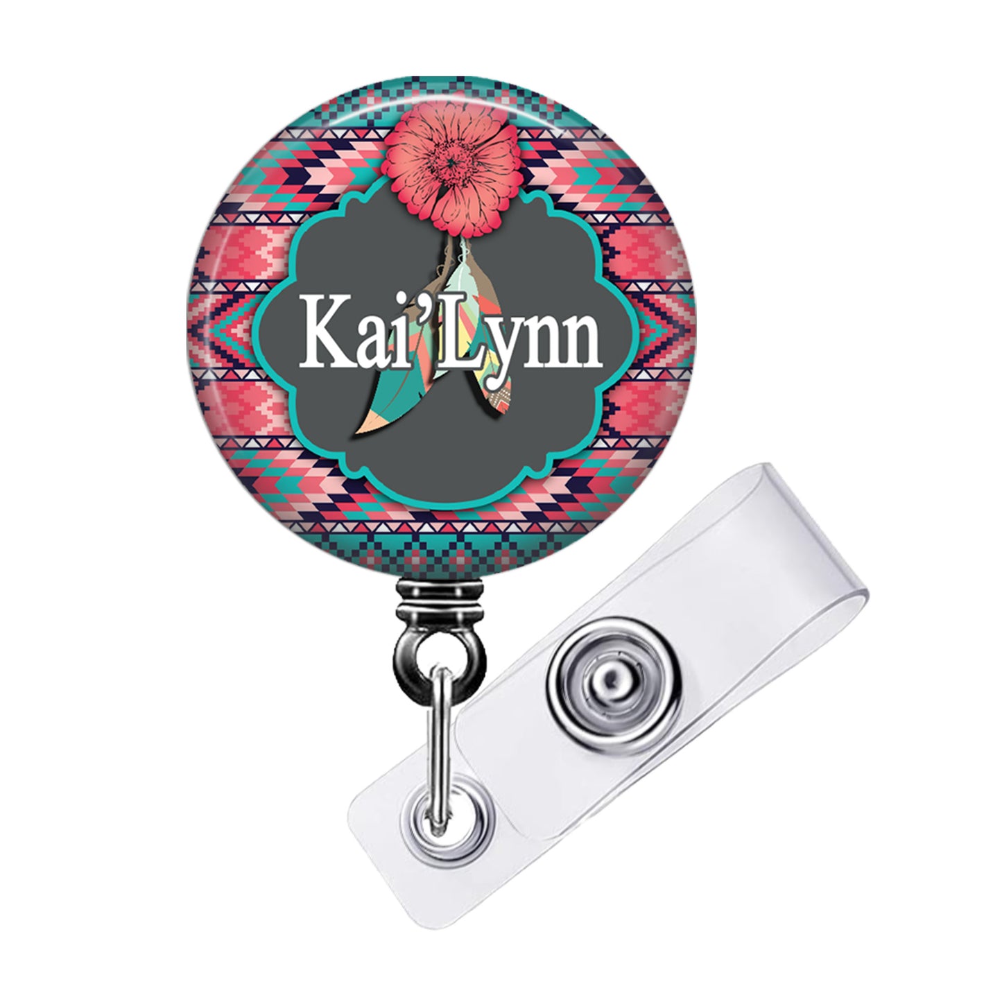 Southwest Pattern Retractable ID Badge Reel Holder