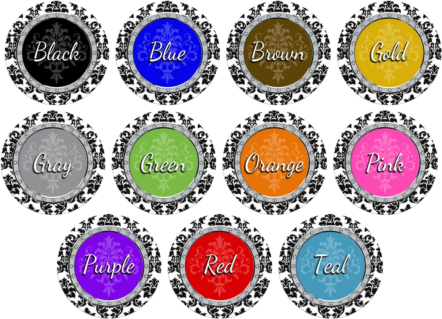 20oz Skinny Tumbler - Personalized Stainless Steel Cup With Colorful Damask Design