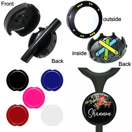 Personalized Stethoscope Tag - Custom Medical ID Badge With Red Flowers Design 205