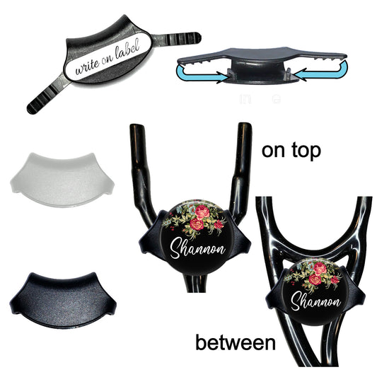 Personalized Stethoscope Name Tag – Custom Red Floral Nurse Yoke Stethoscope ID Tag 205