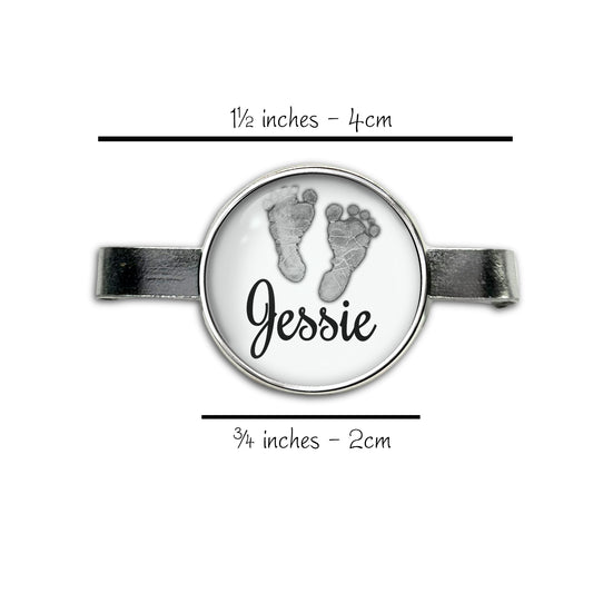 Personalized Stethoscope Tag - Custom Nurse Name Tag Charm With Baby Footprints - 264