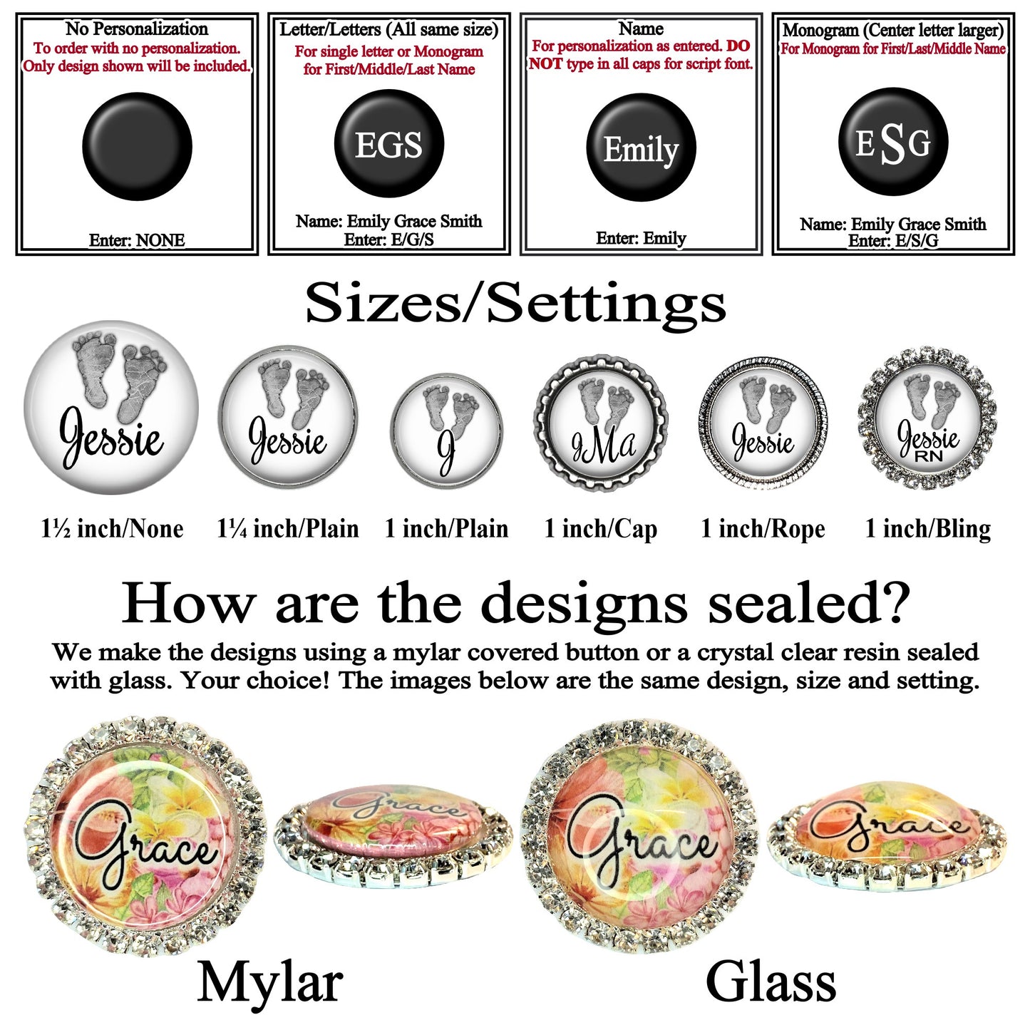 Baby Footprints Yoke Stethoscope Id Name Tag Personalized