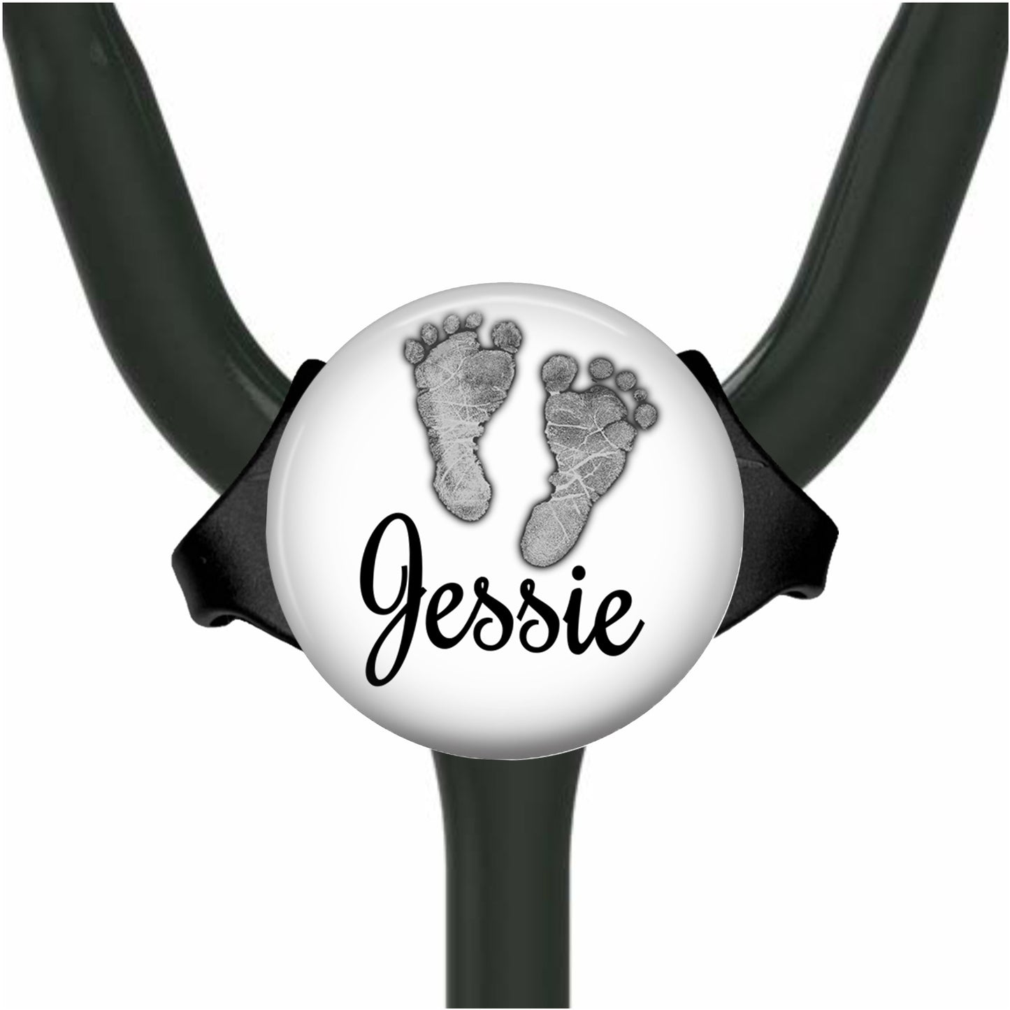 Baby Footprints Yoke Stethoscope Id Name Tag Personalized