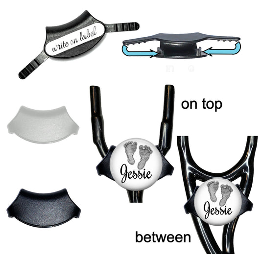 Personalized Stethoscope Name Tag – Baby Footprints Design | Custom Medical ID - 264