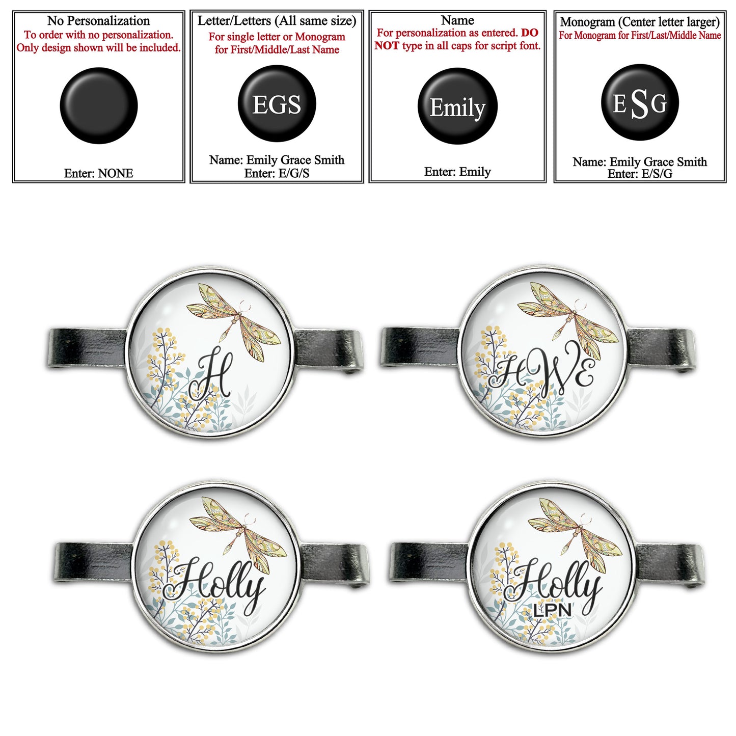 Dragonfly Meadow Stethoscope Id Name Tag Charm Personalized