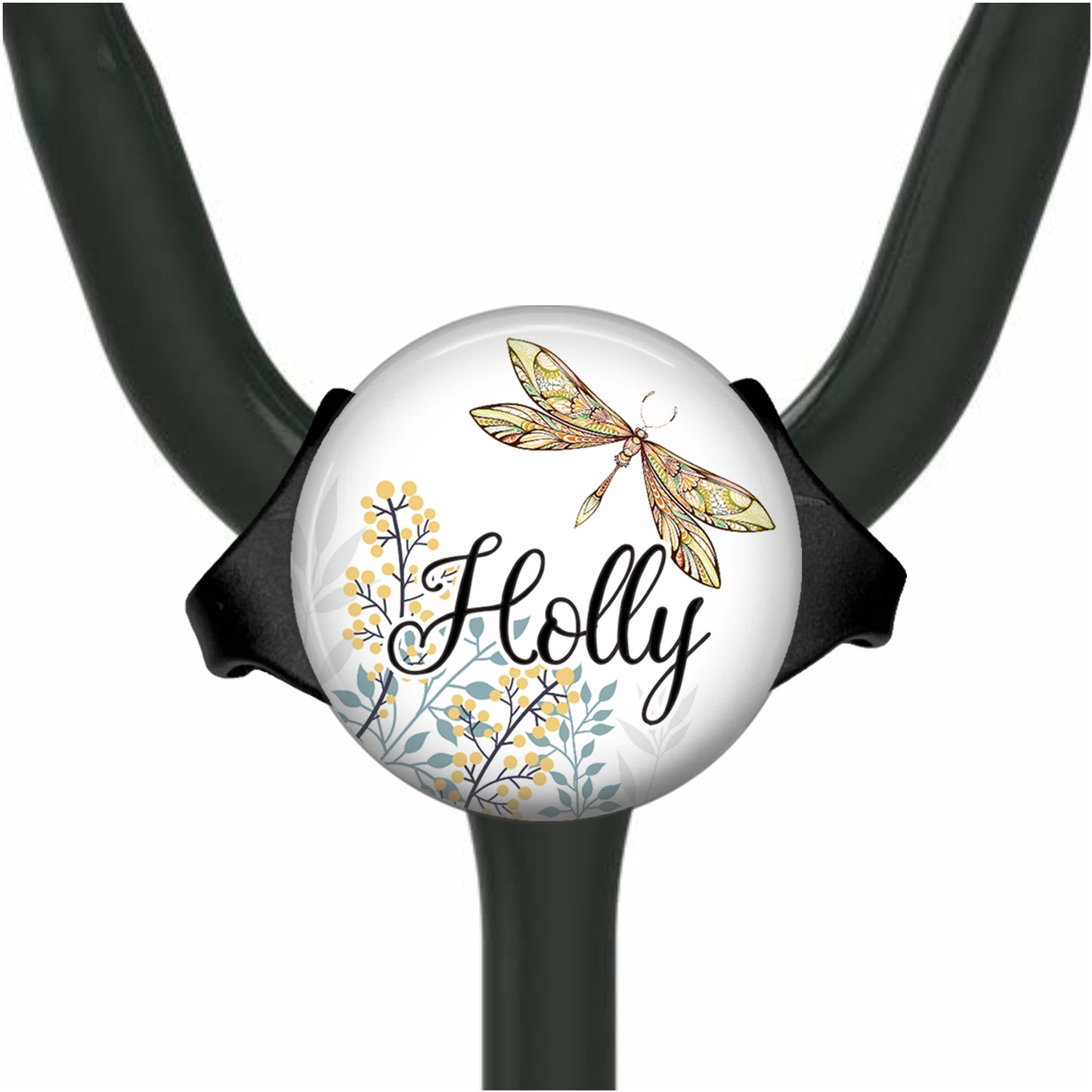 Dragonfly Meadow Yoke Stethoscope Id Name Tag Personalized