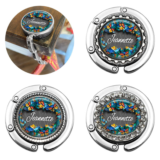 Blue Butterfly Foldable Purse Hook Bag Hanger for Table or Desk