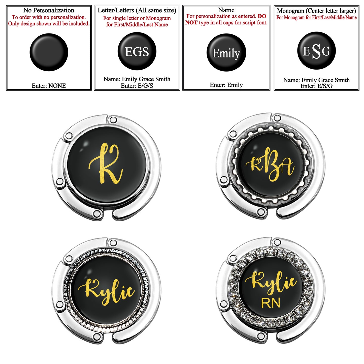 Gold on Black Stethoscope Id Name Tag Charm Personalized