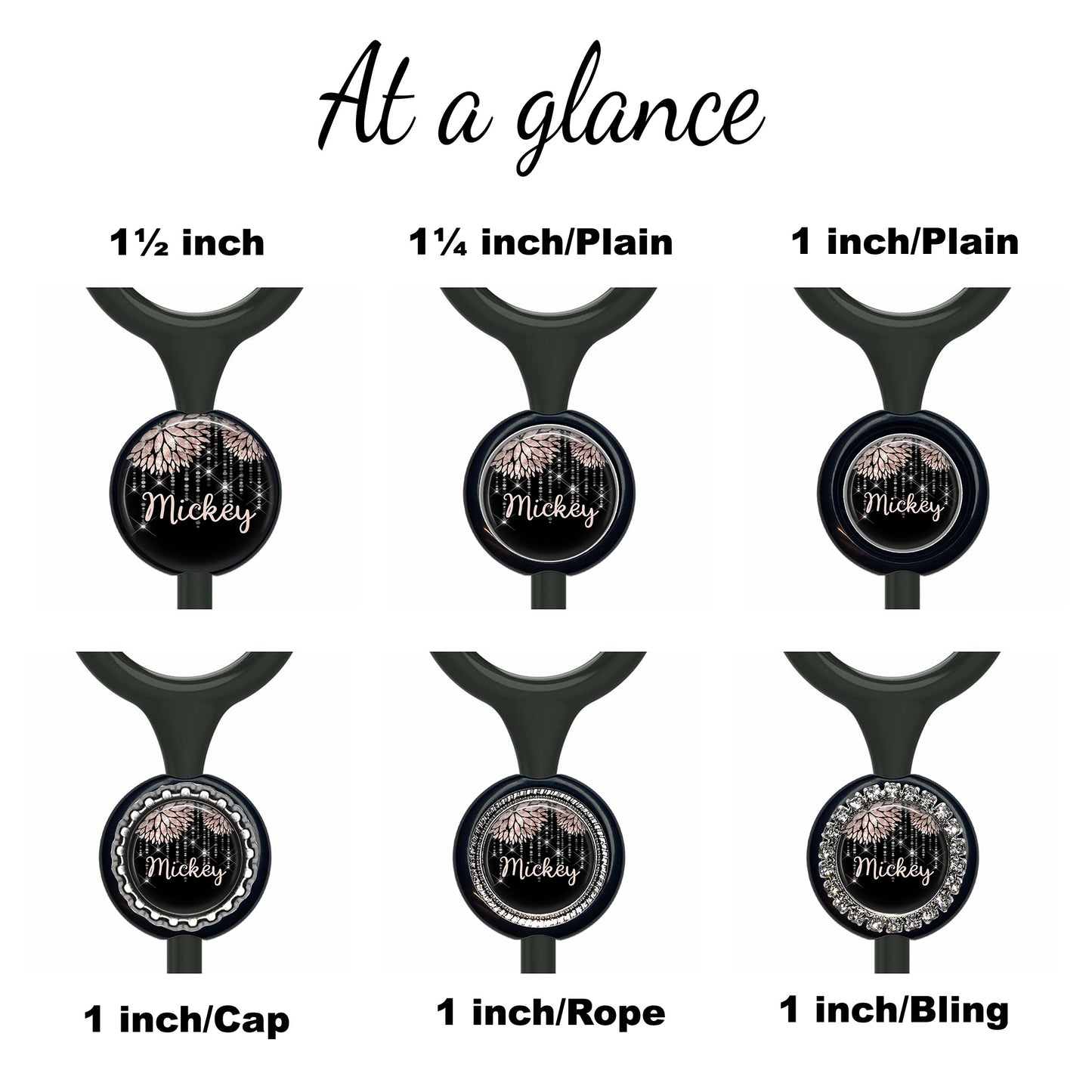 Rose Gold Flowers Stethoscope Id Name Tag Personalized
