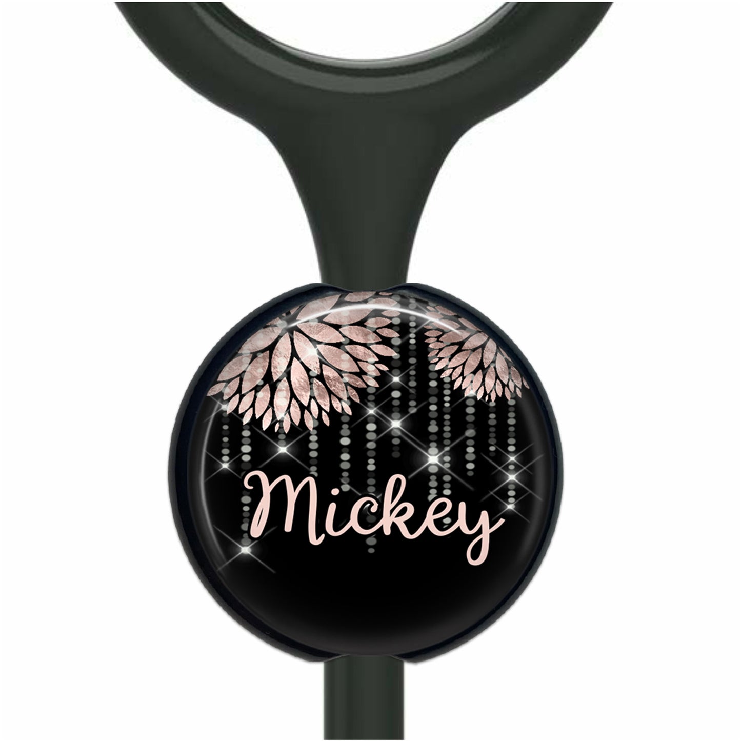 Rose Gold Flowers Stethoscope Id Name Tag Personalized