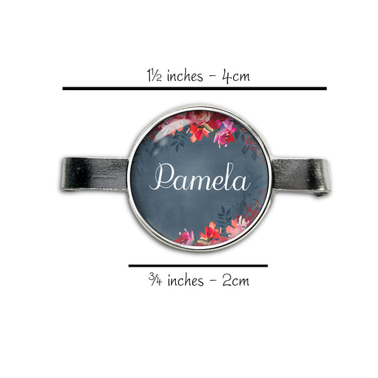 Personalized Stethoscope Tag - Pink Flowers on Blue Custom Nurse Name Tag Charm