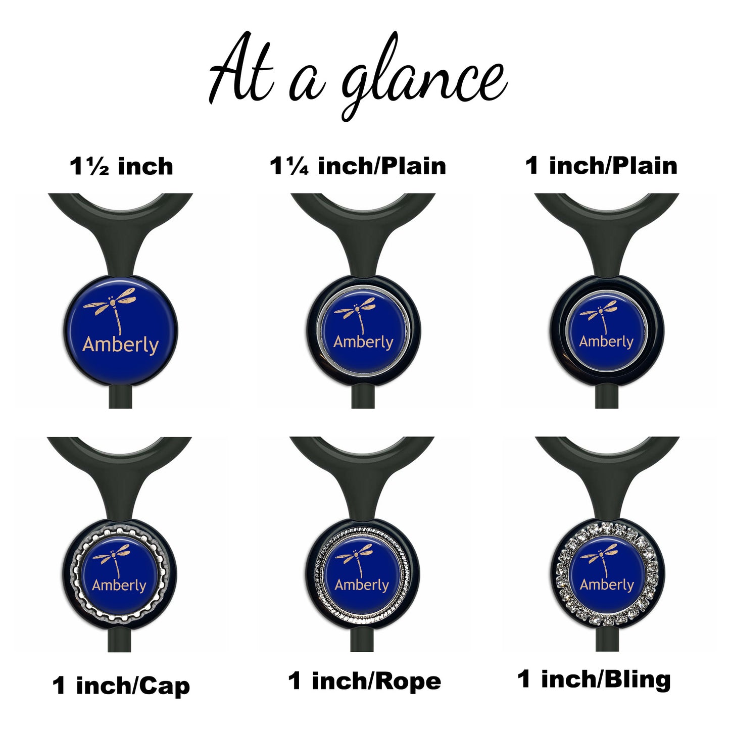 Midnight Blue Dragonfly Stethoscope Id Name Tag Personalized