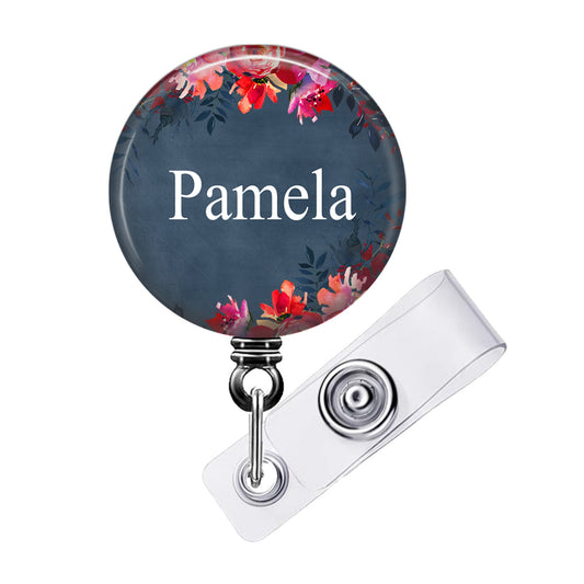 a badge holder with a name tag attached to it
