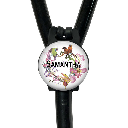 Personalized Stethoscope Tag – Adjustable Floral Butterfly Silicone Band - 629