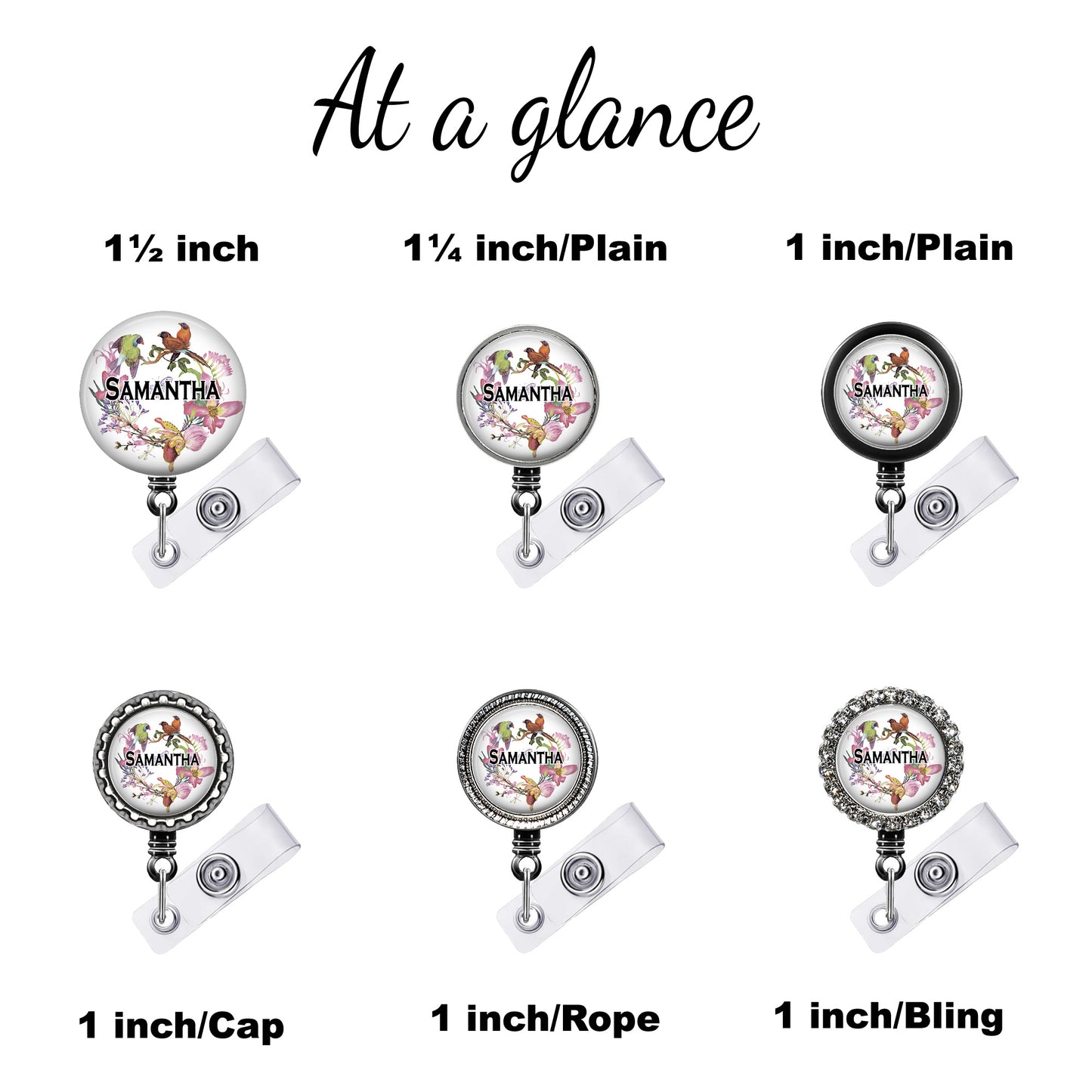 Butterfly Flower Wreath Retractable ID Badge Reel Holder