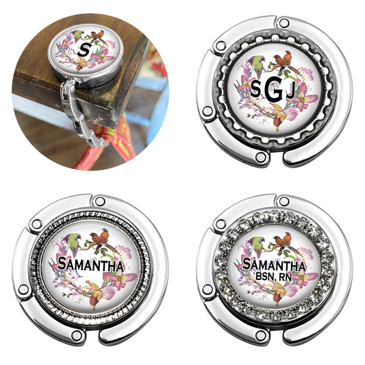 Personalized Purse Hanger – Folding Bag Hook With Non-Slip Magnet for Tables