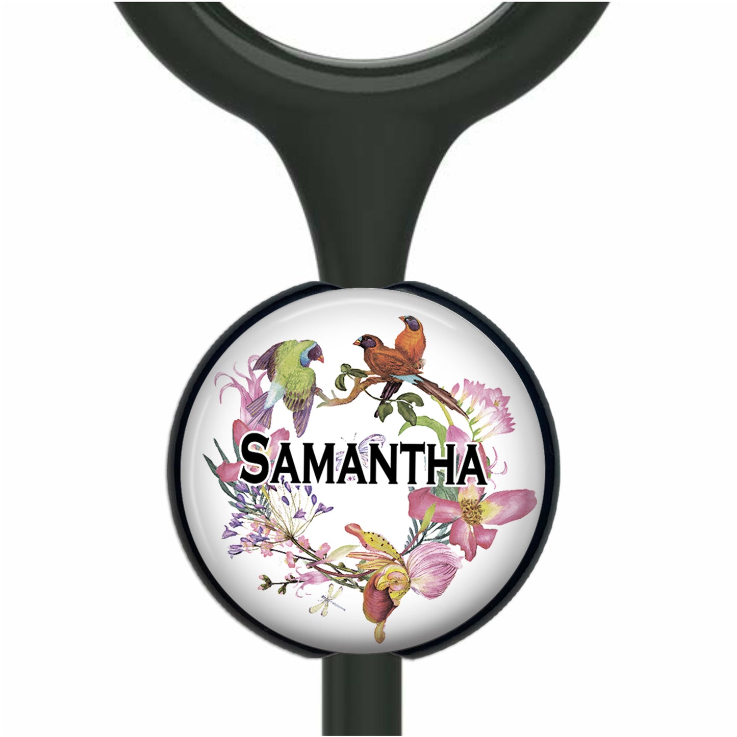 Butterfly Flower Wreath Stethoscope Id Name Tag Personalized
