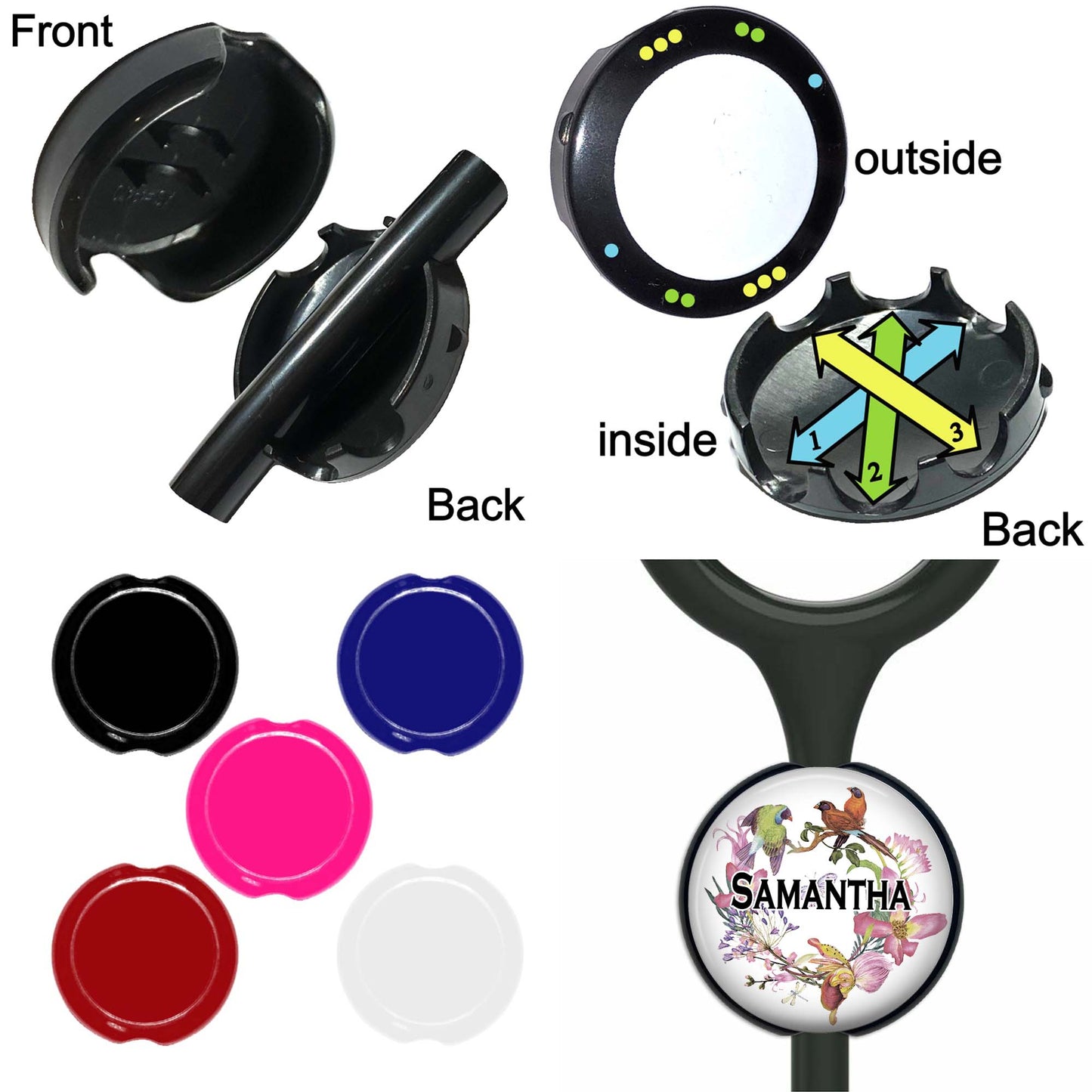 Butterfly Flower Wreath Stethoscope Id Name Tag Personalized