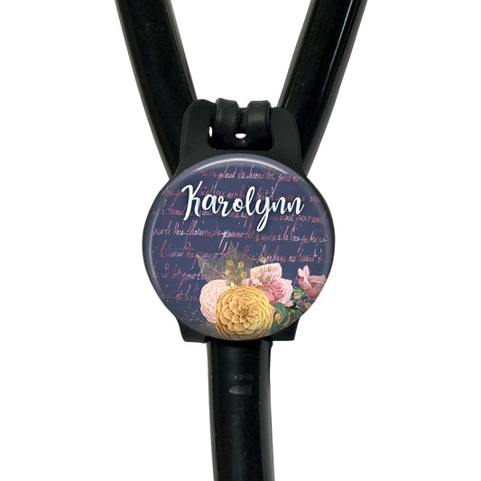 Personalized Stethoscope Tag - Adjustable Silicone Band | Floral Medical ID Tracker Tag - 721