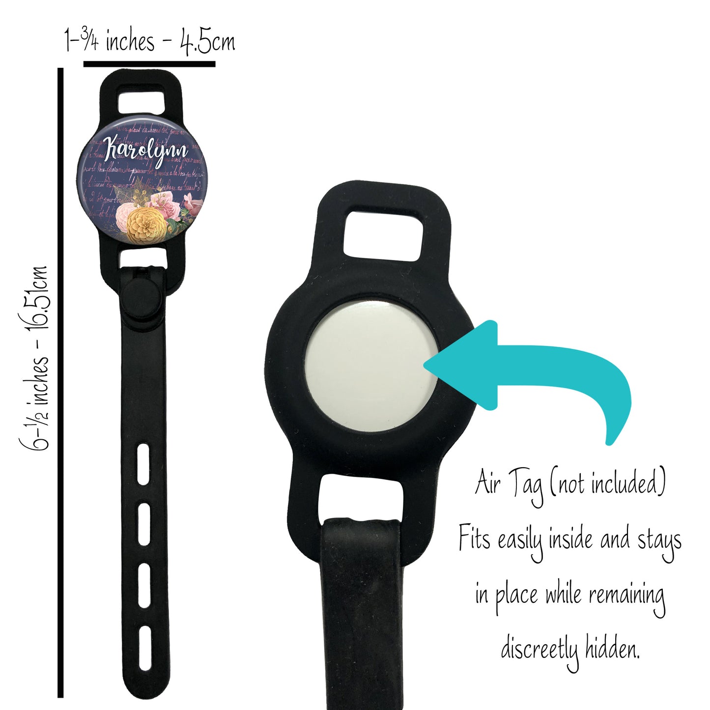 Gold Pink Floral Yoke Stethoscope Id Name Air Tag Holder Personalized