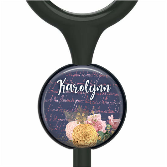 Personalized Stethoscope Name Tag – Floral Custom Stethoscope Tag | Medical ID Badge 721