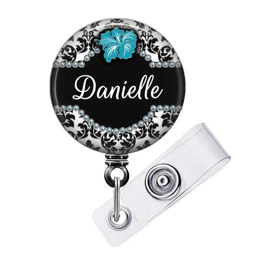 a badge holder with a name tag on it