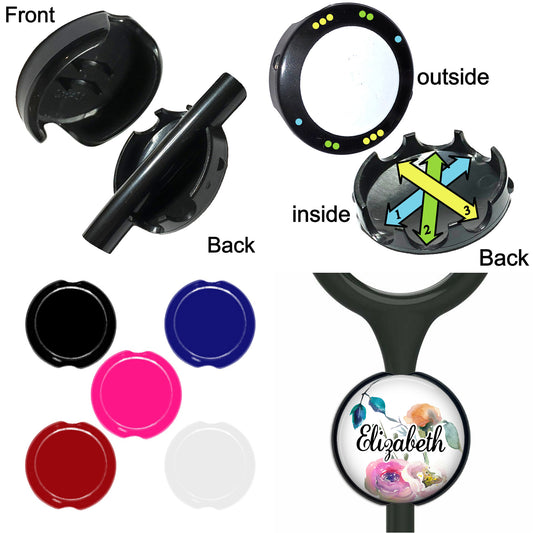 Personalized Stethoscope Tag - Watercolor Floral Design Custom Nurse ID Badge 806