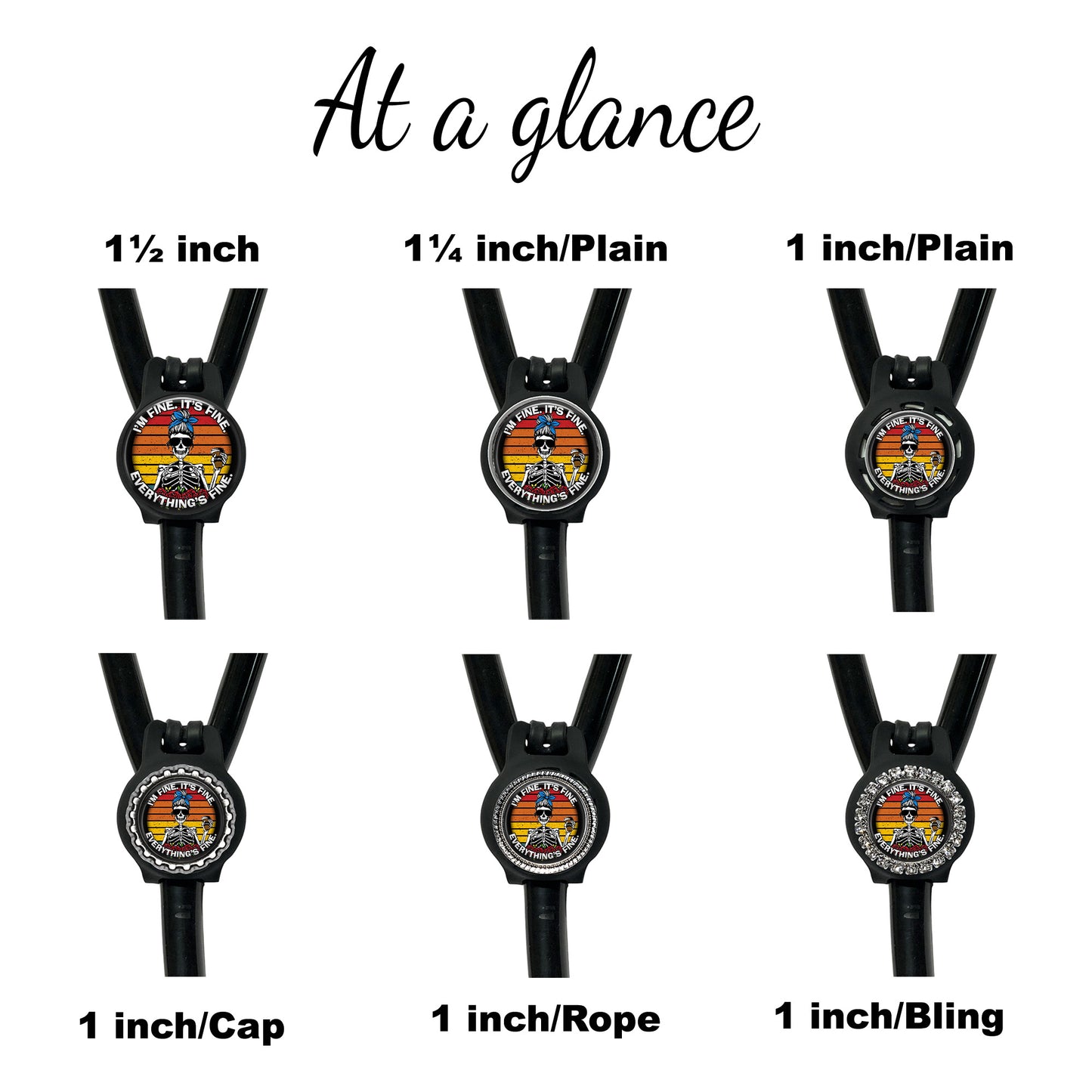 Everything's Fine Skeleton Stethoscope Id Air Tag Holder Personalized