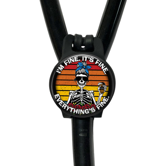 Personalized Stethoscope Tag - Custom Skeleton Stethoscope ID, Adjustable Silicone Band - 901