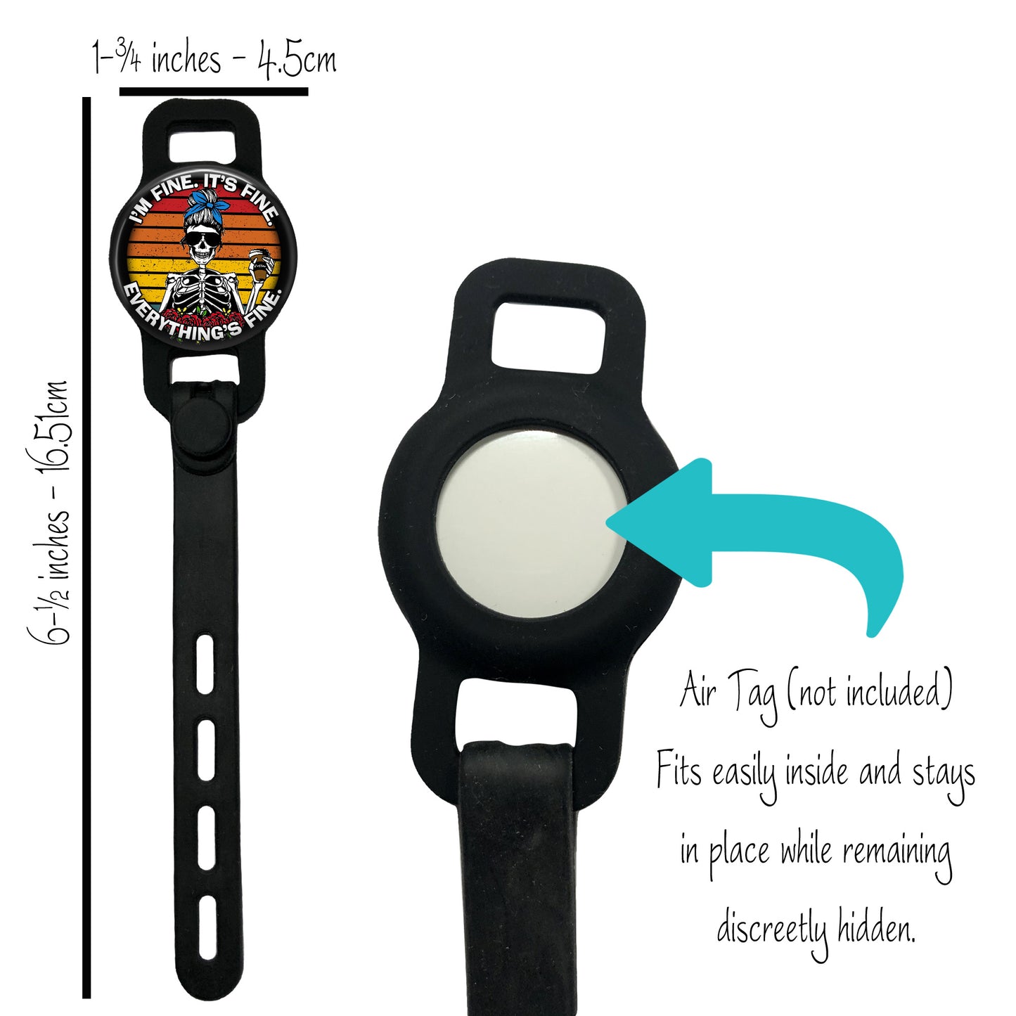 Everything's Fine Skeleton Stethoscope Id Air Tag Holder Personalized
