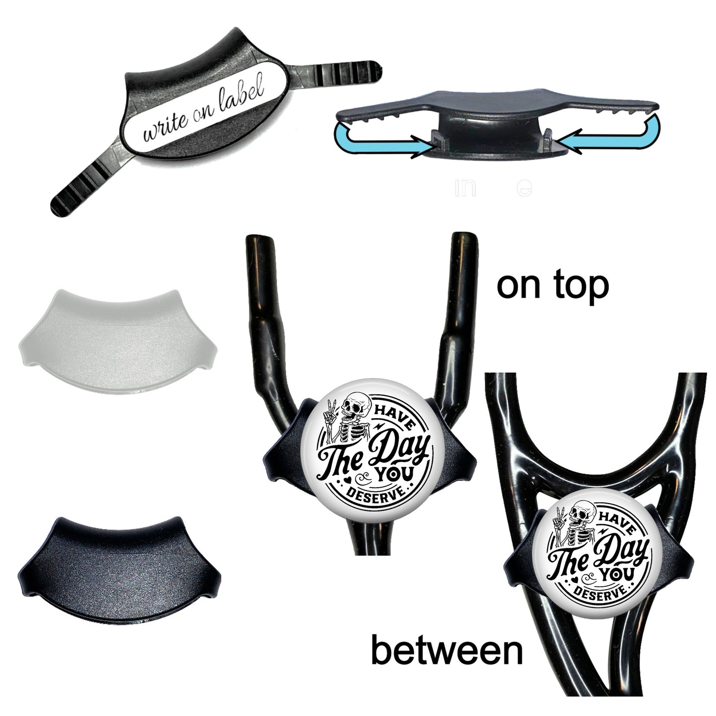 Have the Day You Deserve Skeleton Yoke Stethoscope Id Tag