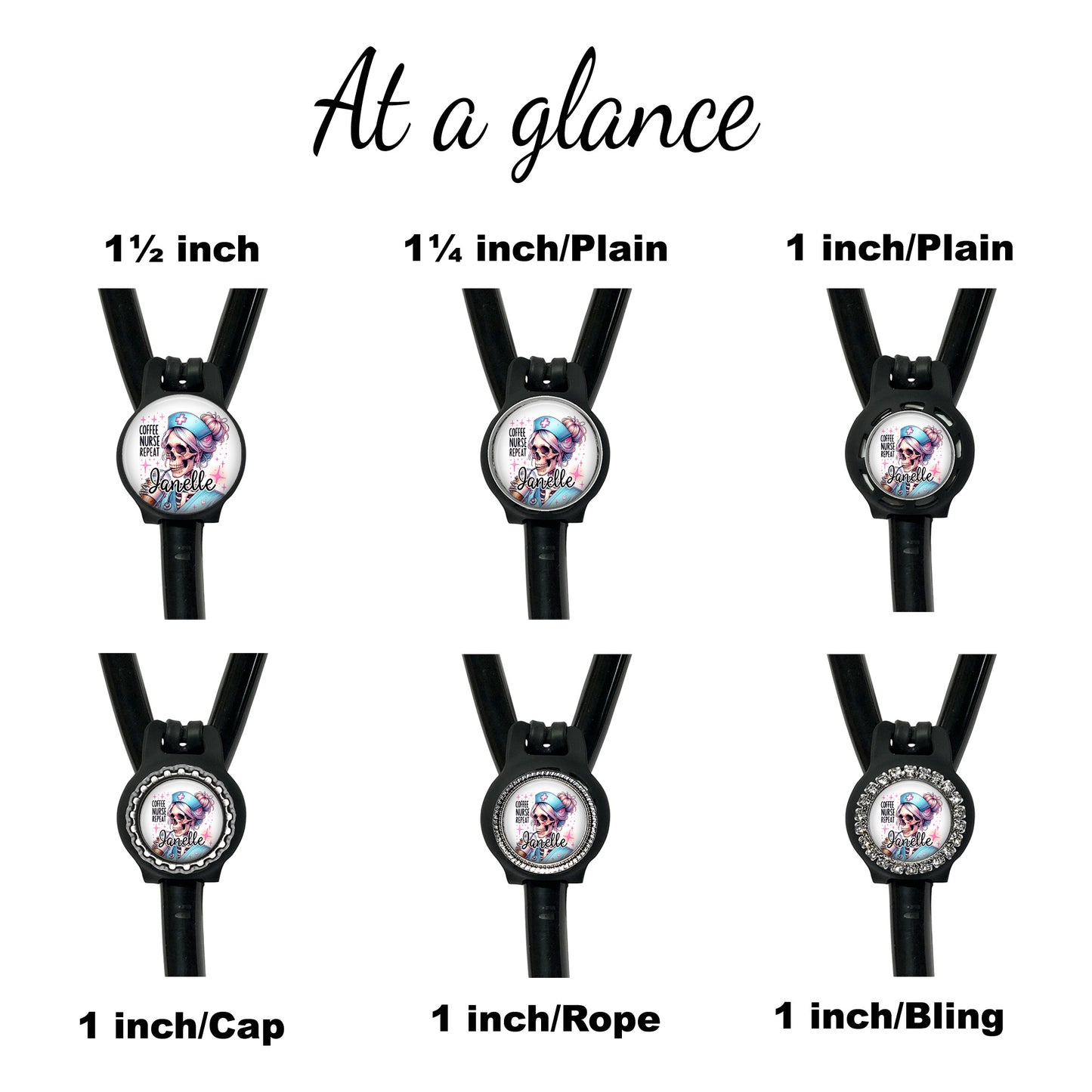 Coffee, Nurse, Repeat Skeleton Stethoscope Id Name Air Tag Holder Personalized