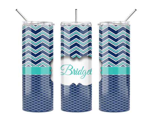 20 Oz Skinny Tumbler – Chevron Pattern Stainless Steel Insulated Drink Cup