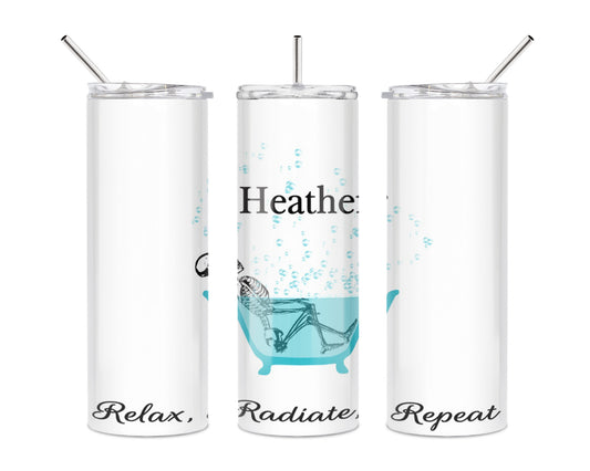 20 Oz Skinny Tumbler - Personalized Skeleton Design | Custom Stainless Steel Cup