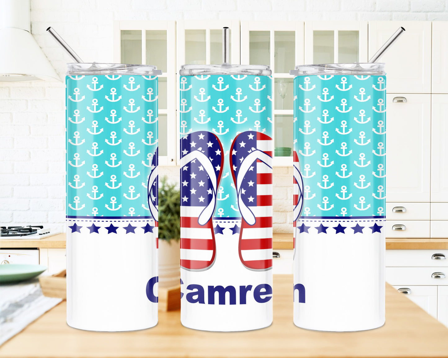 USA Flip Flops 20 oz Skinny Tumbler