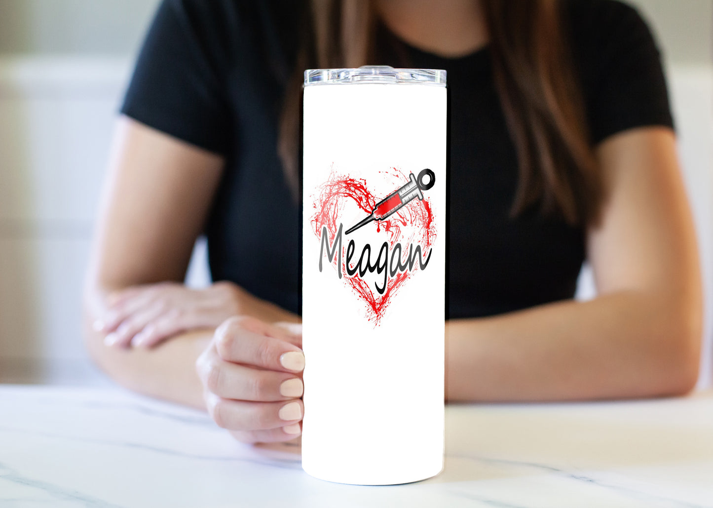 Red Splash Heart 20 oz Skinny Tumbler