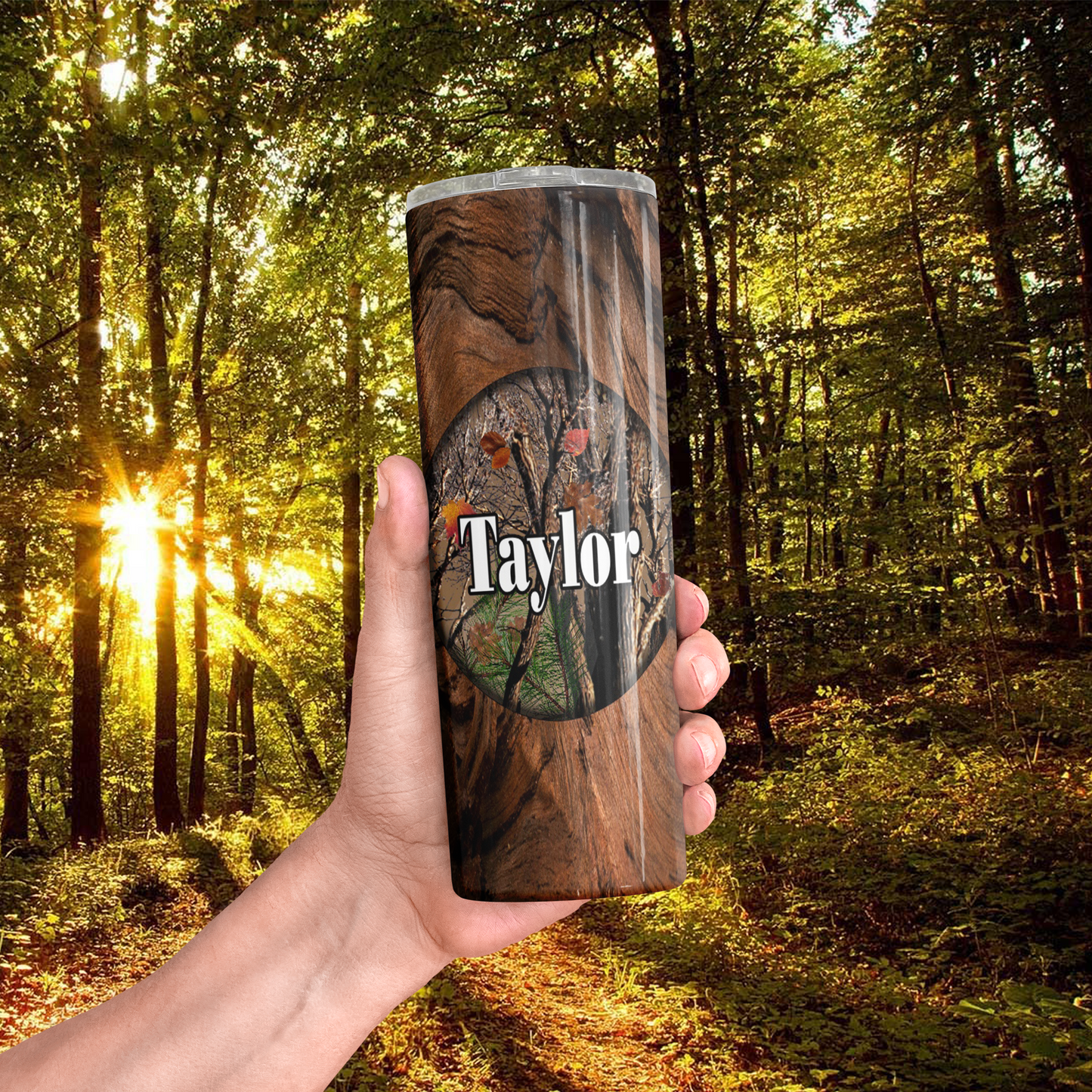 Green or Pink Camo 20 oz Skinny Tumbler