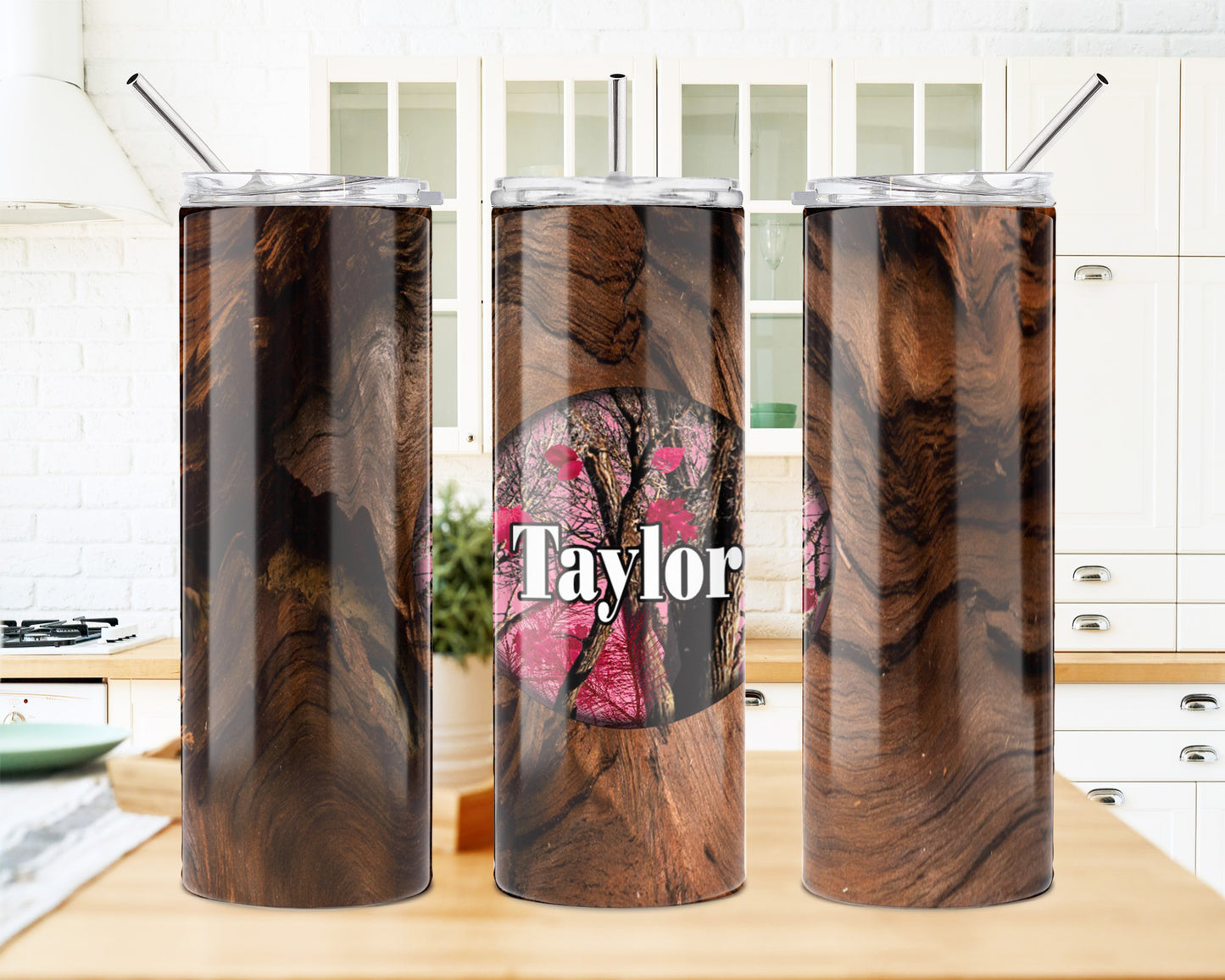 Green or Pink Camo 20 oz Skinny Tumbler