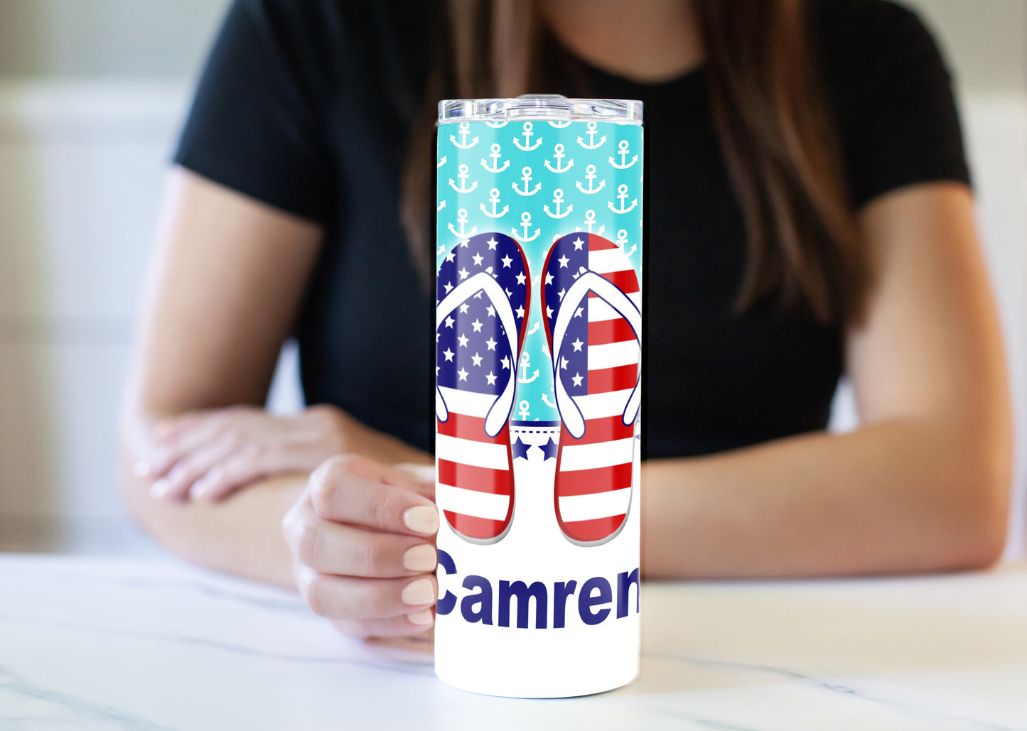 USA Flip Flops 20 oz Skinny Tumbler