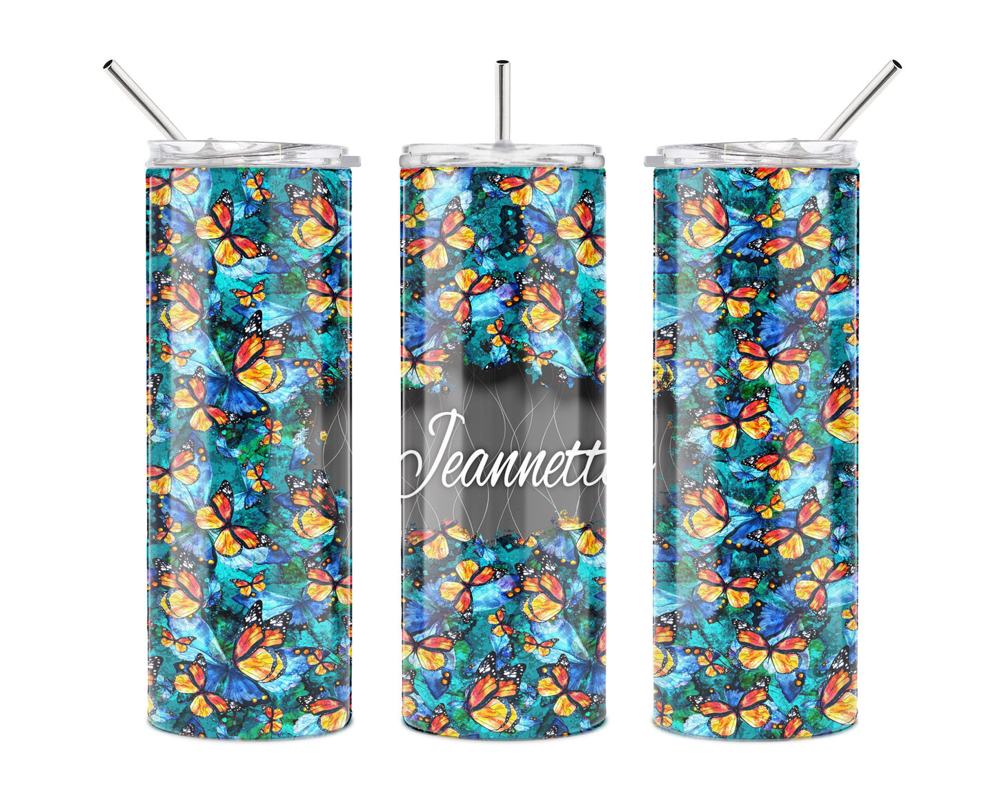 Blue Butterflies 20 oz Skinny Tumbler