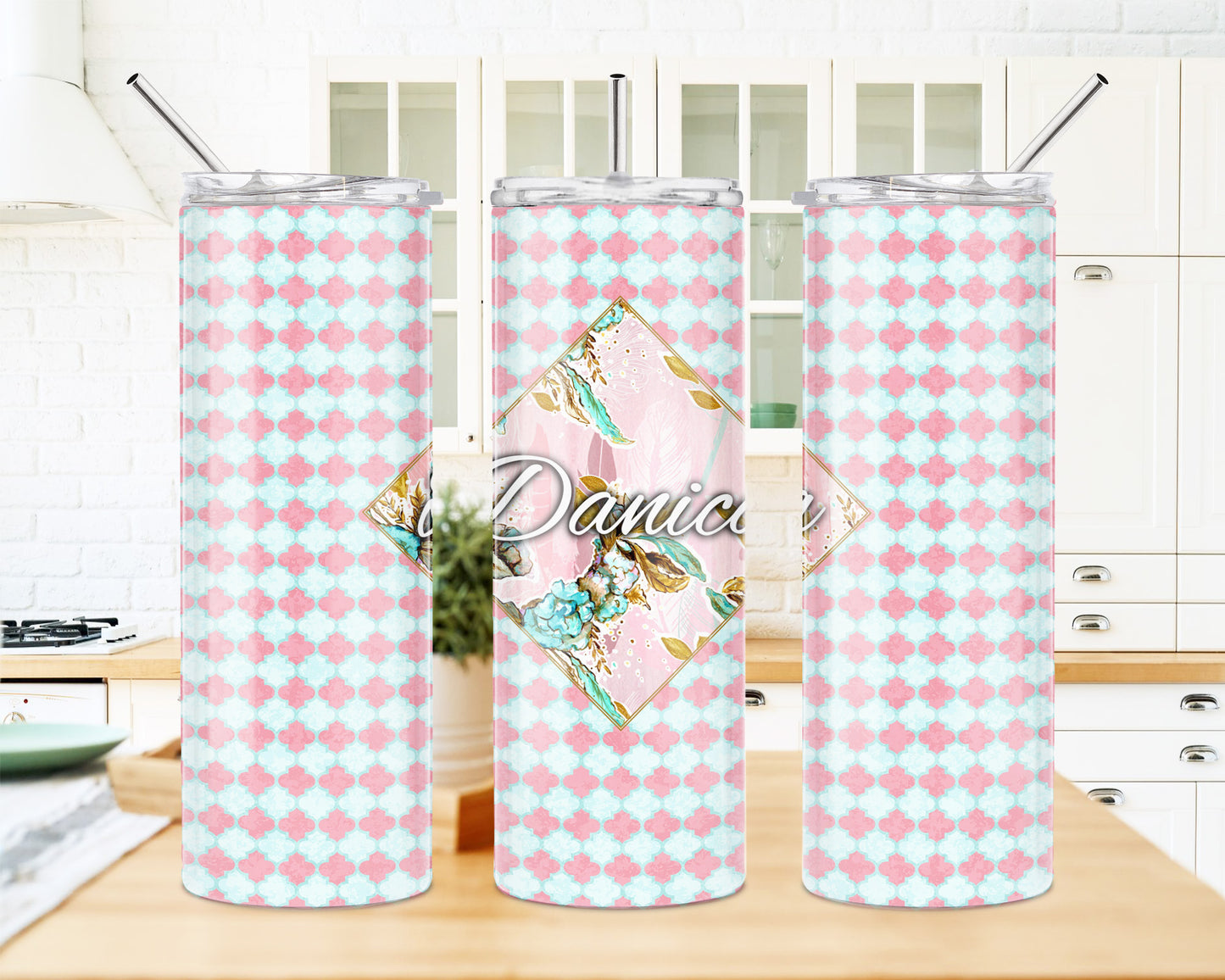 Pink Floral 20 oz Skinny Tumbler