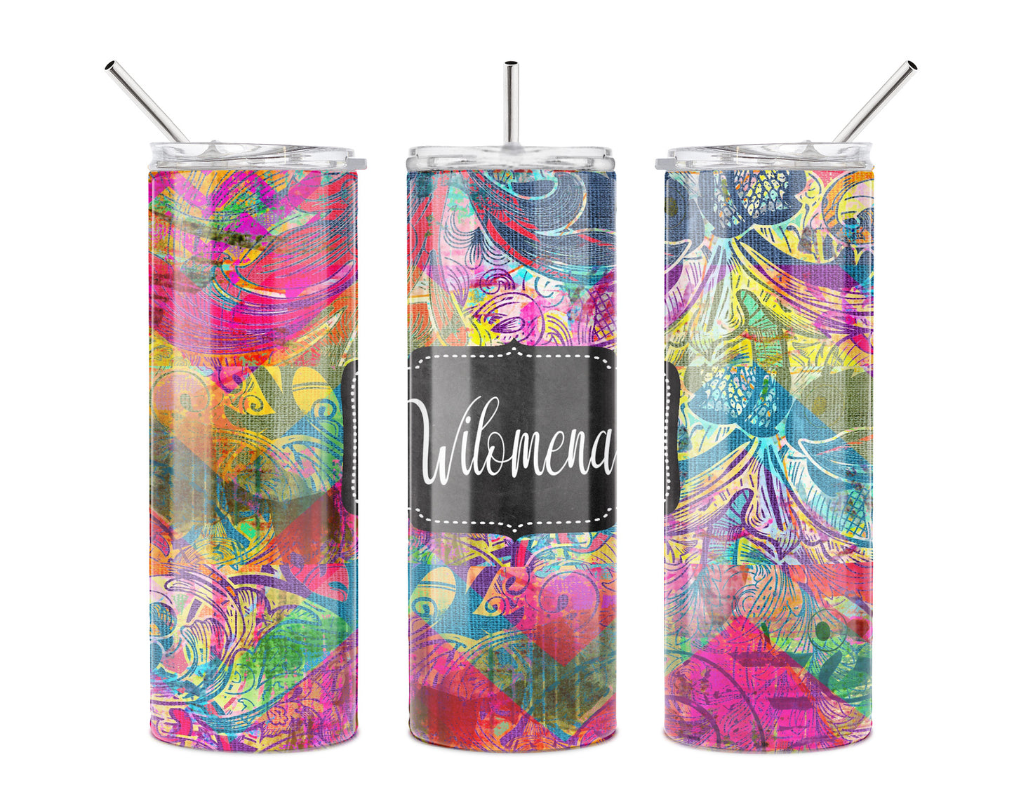 Colorful Retro Print 20 oz Skinny Tumbler