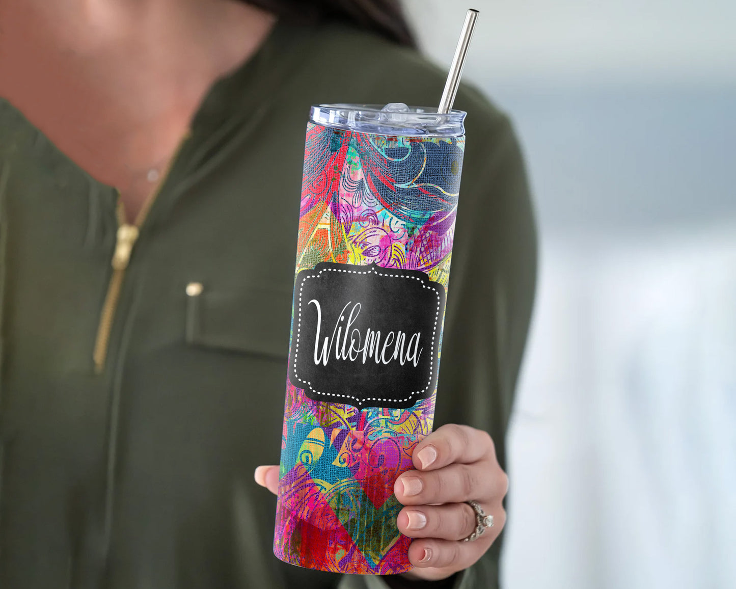 Colorful Retro Print 20 oz Skinny Tumbler